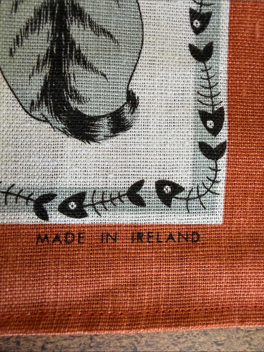 Ulster “Cats in Waiting” Orange Irish Linen Tea Towel - Picture 5 of 10